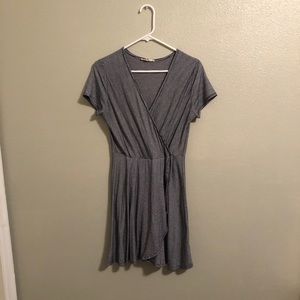 Short sleeve pinstripe navy and white dress